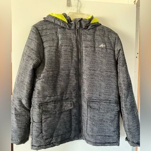 Athletech Puffer Ski Winter Jacket Boys XL Black Gray Neon Yellow